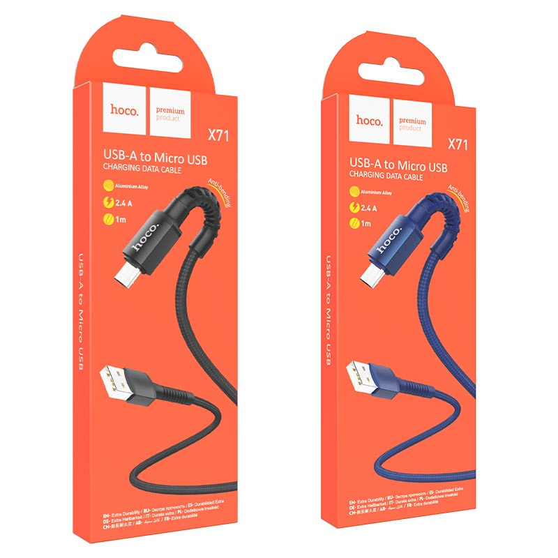 ✅Chính Hãng Mới✅Cáp sạc nhanh Hoco X71 siêu bền chống đứt gãy sạc full iPhone Android iPad dây truyền tải dữ liệu dài 1m