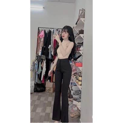 quần thun ống loe dây rút siêu đẹp, lưng ( cạp) siêu cao, dày dặn chuẩn form , hình thật kèm video