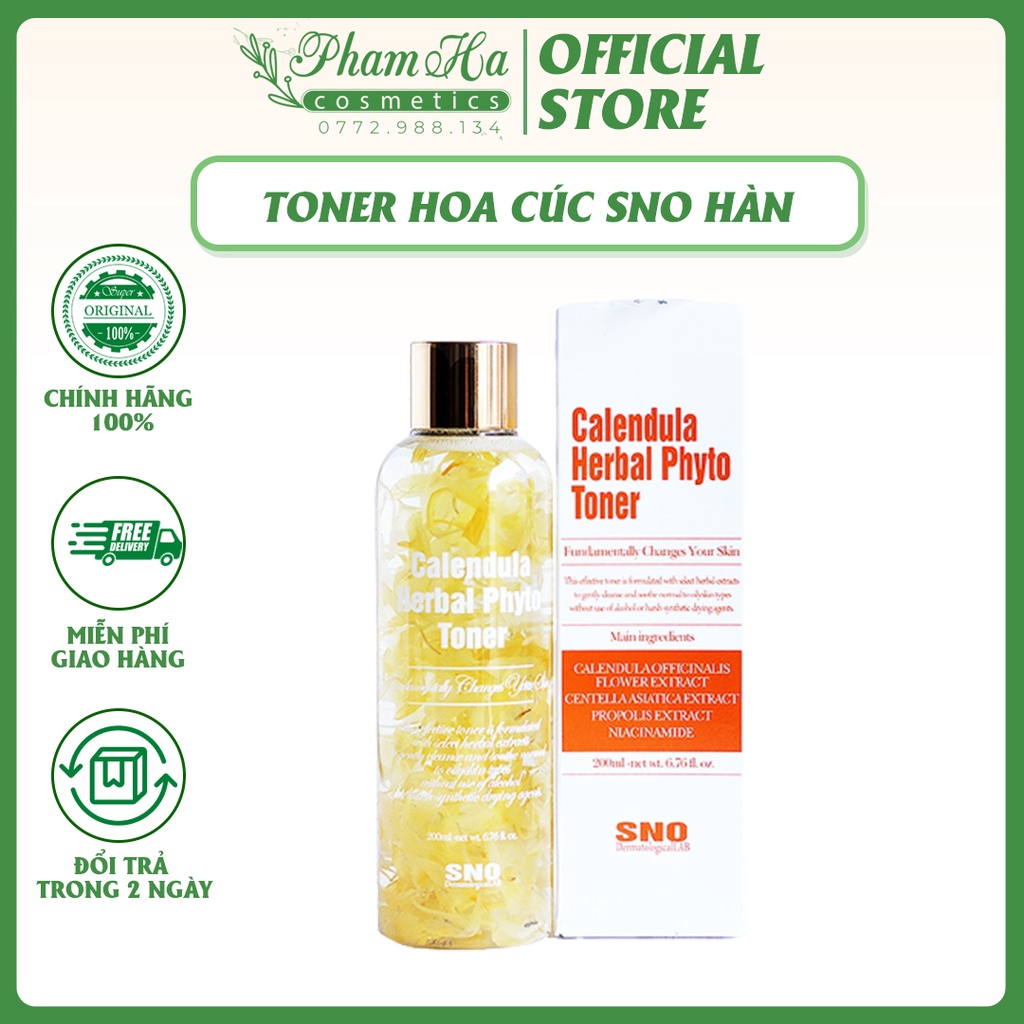 Toner Hoa Cúc Phạm Hà Cosmetic - Toner Hoa Cúc SNO Calendula Herbal Phyto HÀN QUỐC Bản Dupe Hoàn Hảo Của Toner Kiehl’s