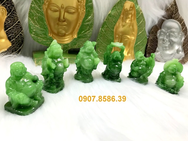 Bộ 6 Tượng Phật Di Lặc Hoan Hỉ đá màu xanh tuyệt đẹp ( Hình Thật - Video Thật ) | BigBuy360 - bigbuy360.vn