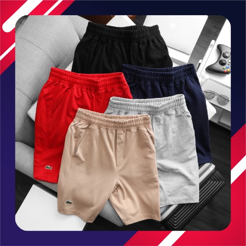 Quần Short nam thể thao,Quần đùi basic vải cotton cá sấu mềm mịn dày dặn ống suông không xù lông chuẩn form QS02