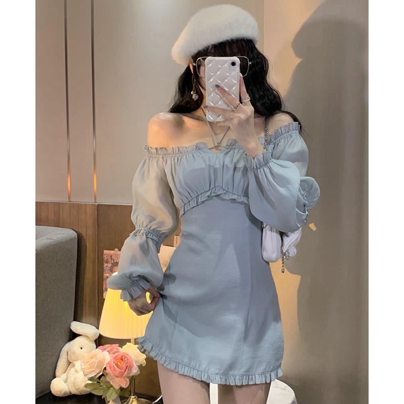 Đầm Dài Tay Trễ Vai Thời Trang Mùa Thu Ngọt Ngào