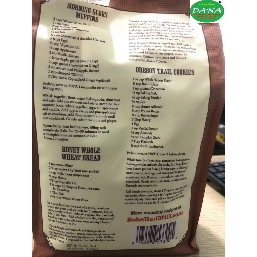 Bột mì nguyên cám Red Mill 500g