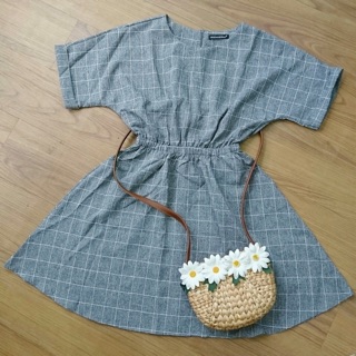 Đầm KẺ XÁM bo eo (kèm hình thật)