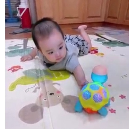 Đồ Chơi Con Rùa Đội Mũ Phát Sáng Đi Bộ Có Dây Tặng Kèm