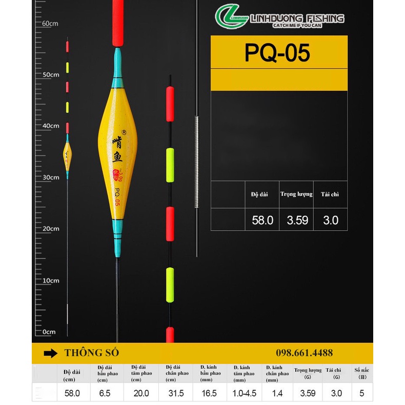 Phao hố đấu Quyền năng, phao câu đơn câu đài săn cá, chất liệu nanomet mã PQ