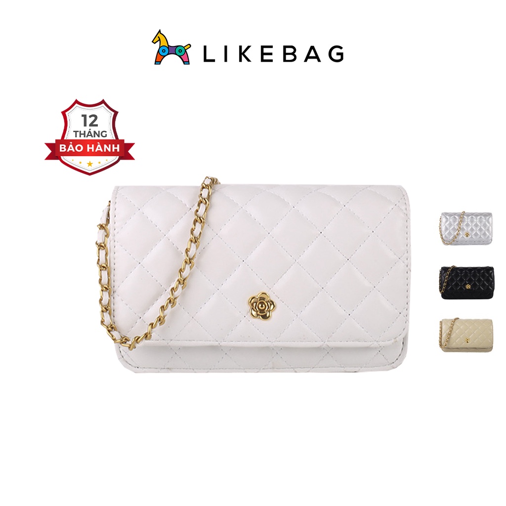 Túi xách nữ đeo chéo thời trang LIKEBAG vân thoi phối xích kim loại vàng sang chảnh XK316 - LIBAGI