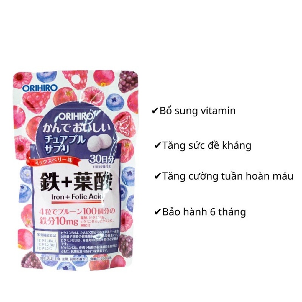 Viên Bổ Sung Sắt Và Folic Acid Orihiro Dạng Túi 120 Viên