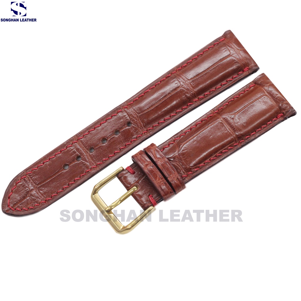 [MAY TAY]Dây da đồng hồ da cá sấu Handmade, dây da cá sấu cao cấp may tay tỉ mỉ