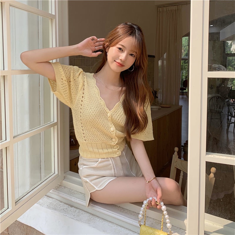 Áo Khoác Cardigan Dệt Kim Mỏng Tay Ngắn Thời Trang Dành Cho Nữ  tao bao