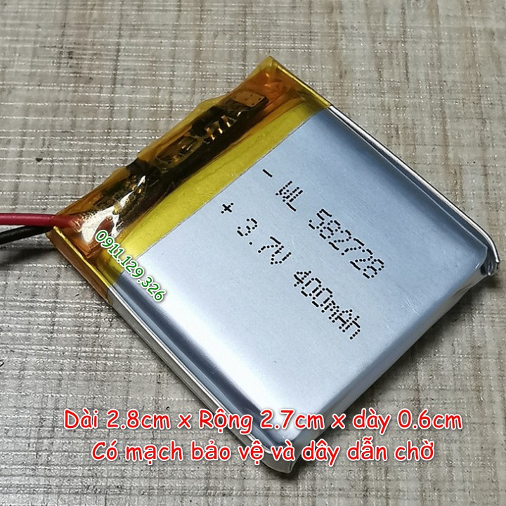 [400mAh] Pin Loa Mini Bluetooth Dung Lượng Cao  Lipo 3.7V 400mAh 582728 Cho Thiết Bị Điện Tử Đồng Hồ Định vị