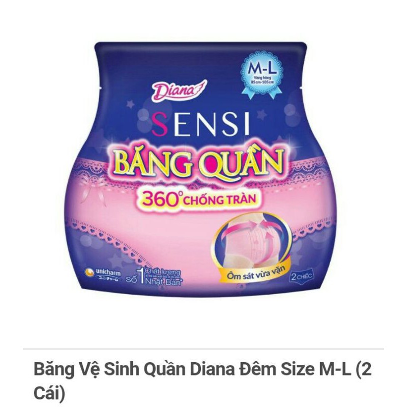 Băng Vệ Sinh Diana Ban Đêm Dạng Quần Size S-M/ M-L