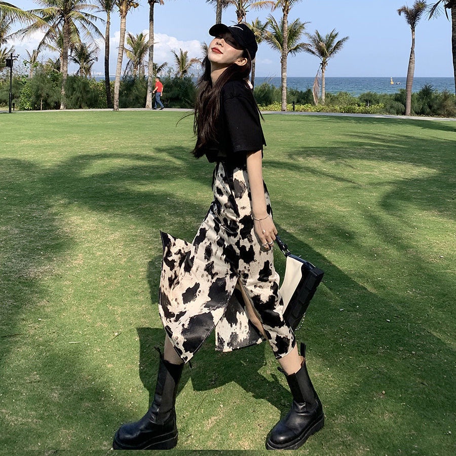 Chân Váy Maxi Nhuộm Màu Lưng Cao Xẻ Tà Bên Hông