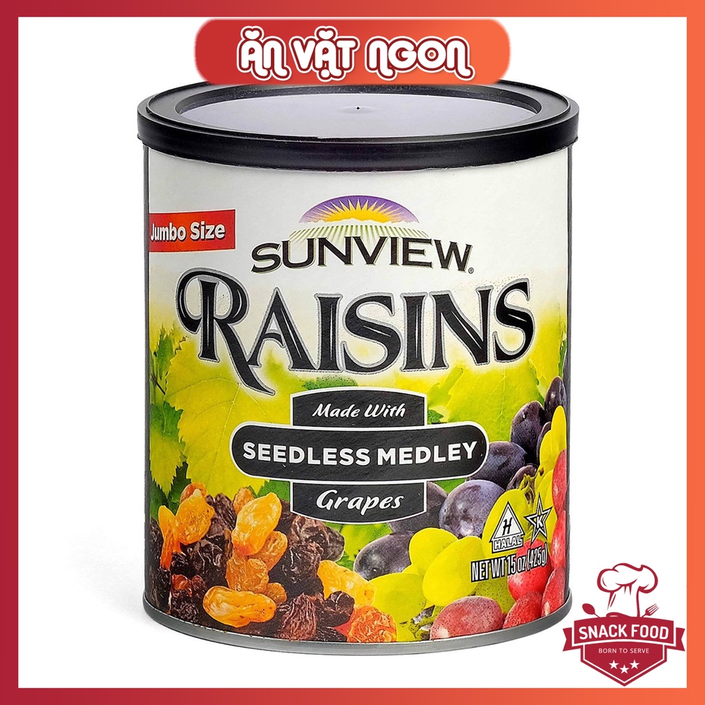 NHO KHÔ MỸ RAISIN SUNVIEW thập cẩm mix vị, 425g, hàng nhập khẩu, Ăn vặt Snackfood