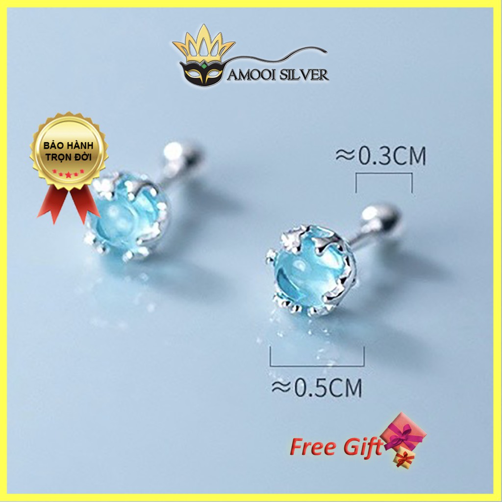 Bông tai bạc S925 đại dương chui vặn - Amooi Silver AB209