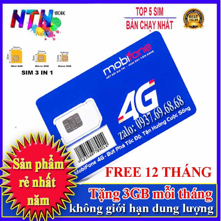 Sim 4g Mobifone miễn phí trọn