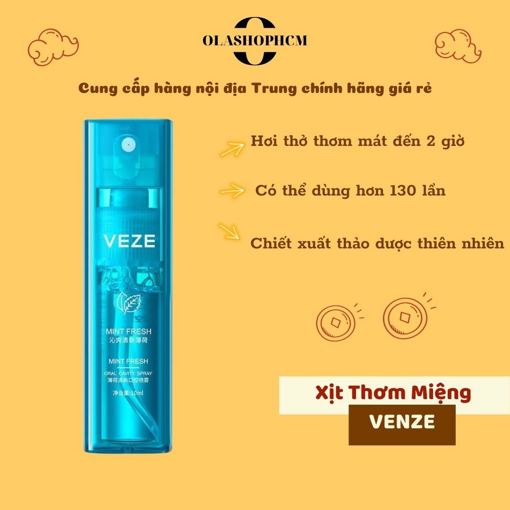 Xịt thơm miệng được chiết xuất từ các thảo dược thiên nhiên, không có đường VEZE