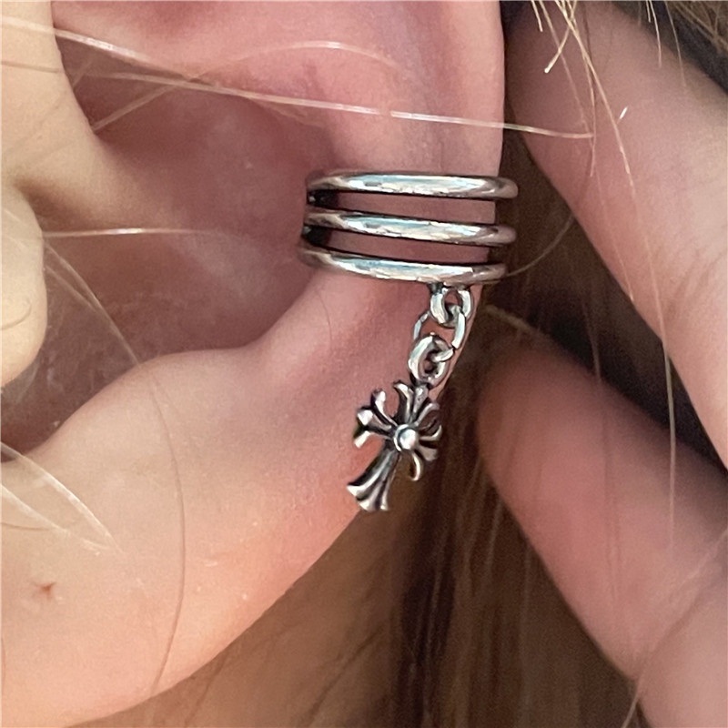 Khuyên Kẹp Vành Tai Hình Chữ Thập Phong Cách Retro Hàn Quốc 19A1267