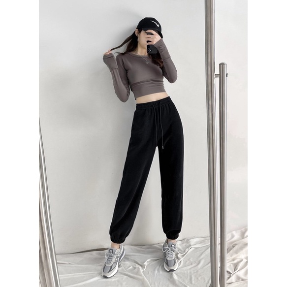 Quần jogger bo gấu cạp chun C03, quần jogger chất liệu da cá hàng QCCC kiểu dáng ulzaang dành cho nữ