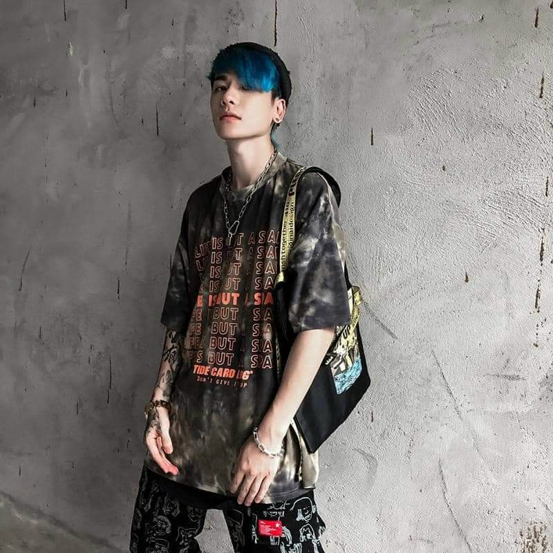 ÁO THUN FORM RỘNG TAY LỠ UNISEX MÀU LOANG, ÁO PHÔNG FORM RỘNG NAM NỮ LIFE