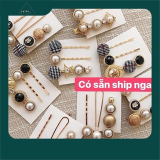 Set cặp tóc hàn quốc kẹp tóc mái caro hợp kim cao cấp_Leau CT01