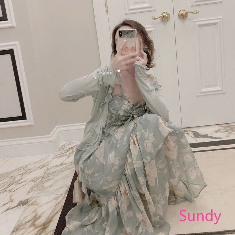 Đầm Chiffon Hai Dây Nhún Bèo Phong Cách Hàn Quốc Nữ Tính | BigBuy360 - bigbuy360.vn