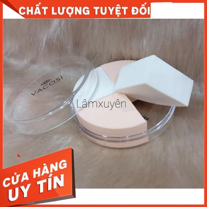 BÔNG PHẤN VACOSI ướt tam giác vuông (bịch 4 miếng)