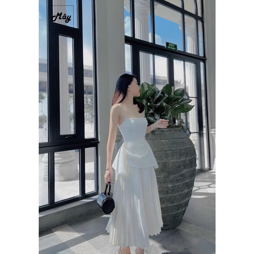 [ẢNH THẬT] Đầm thiết kế, đầm dự tiệc sang trọng - Váy nữ thiết kế hai dây, cổ vạt sang trọng đi chơi, đám cưới
