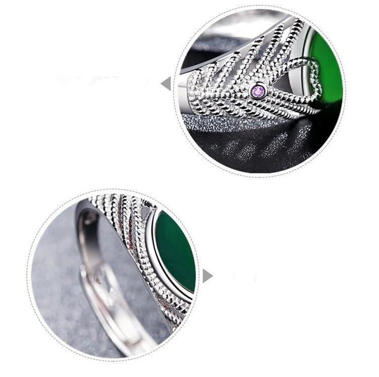 Crystal Jade Ring Women's   Silver Plated Emerald Opening Fashion New Crystal Ring Birthday Gift