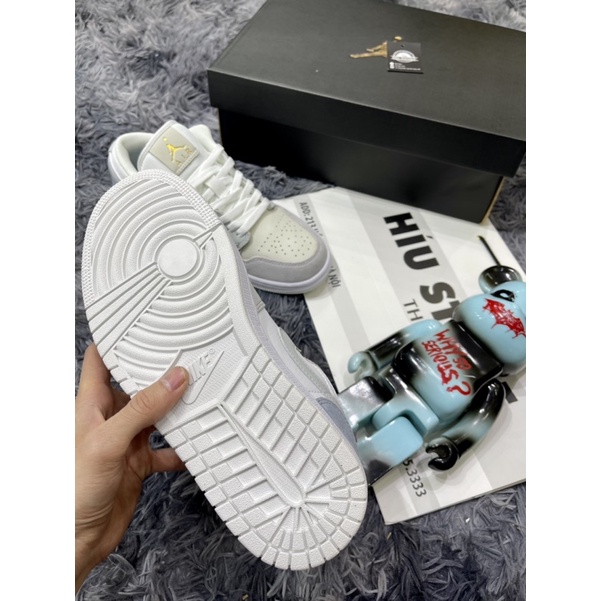 Giầy Thể Thao Air Jordan Paris Low Xám Xanh Trắng Bản BEST |Logo Mông Dập Nổi| Đế Khâu
