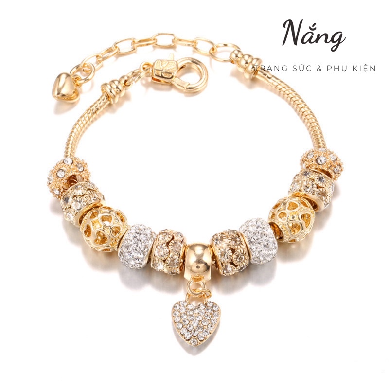 Lắc Tay Charm Tim Đá Màu Vàng vòng tay phong cách hàn quốc hợp mệnh thuỷ kim thổ phụ kiện trang sức thời trang đẹp