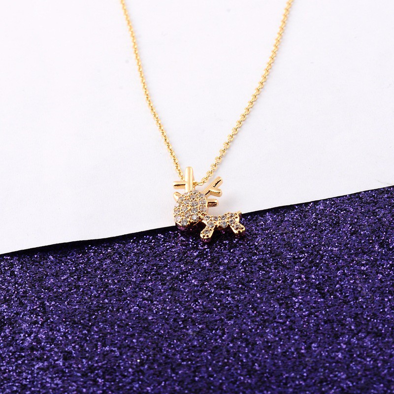 Dây chuyền xương đòn bạc S925 mạ vàng 18K hươu vàng ròng thời trang - Vòng cổ Zircon dát siêu nhỏ các loại đá