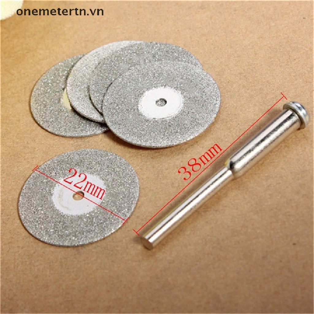 Bộ 5 lưỡi cắt kim cương kích thước 22mm kèm 1 trục khoan