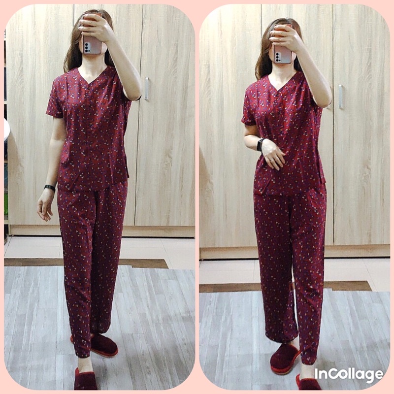 Bộ lanh trung niên quần dài áo cộc cổ tim cài khuy chất lanh nhung VT