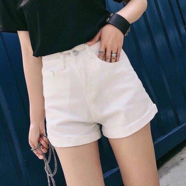 Quần shorts đùi kaki jeans LẬT LAI lưng cao - hình sàn chụp thật - B3UP