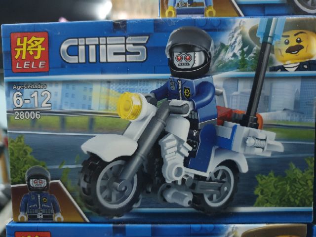 Lego lele 28006 moto cano cảnh sát cơ động người máy robocop chiến đấu tội phạm đồ chơi lắp ráp xếp hình thông minh