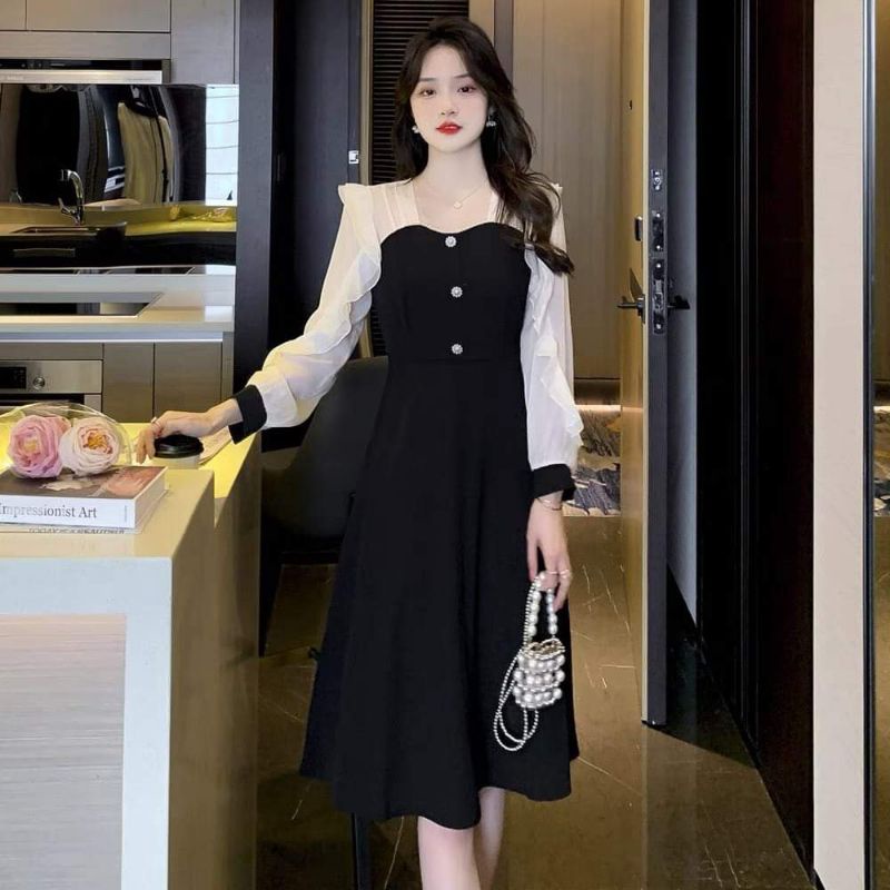 VÁY PHỐI TƠ TAY BÈO