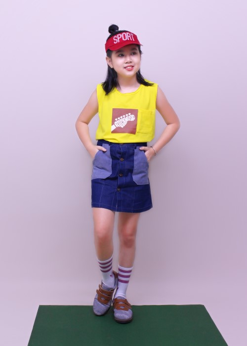 Váy bé gái denim xanh đậm Jadiny