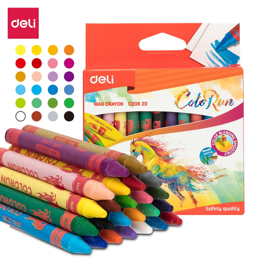 Bút sáp dầu Deli - 12 màu/18 màu - 1 hộp - C20000/ C20010
