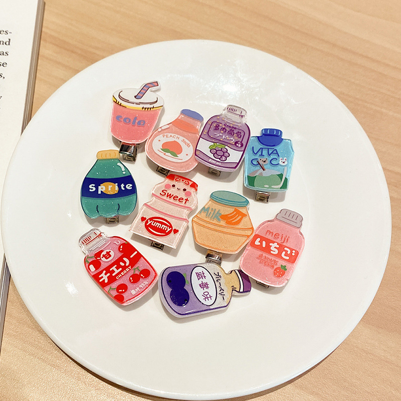 Set 10 Kẹp Tóc Hình Ly Nước Trái Cây Dễ Thương Cho Bé Gái