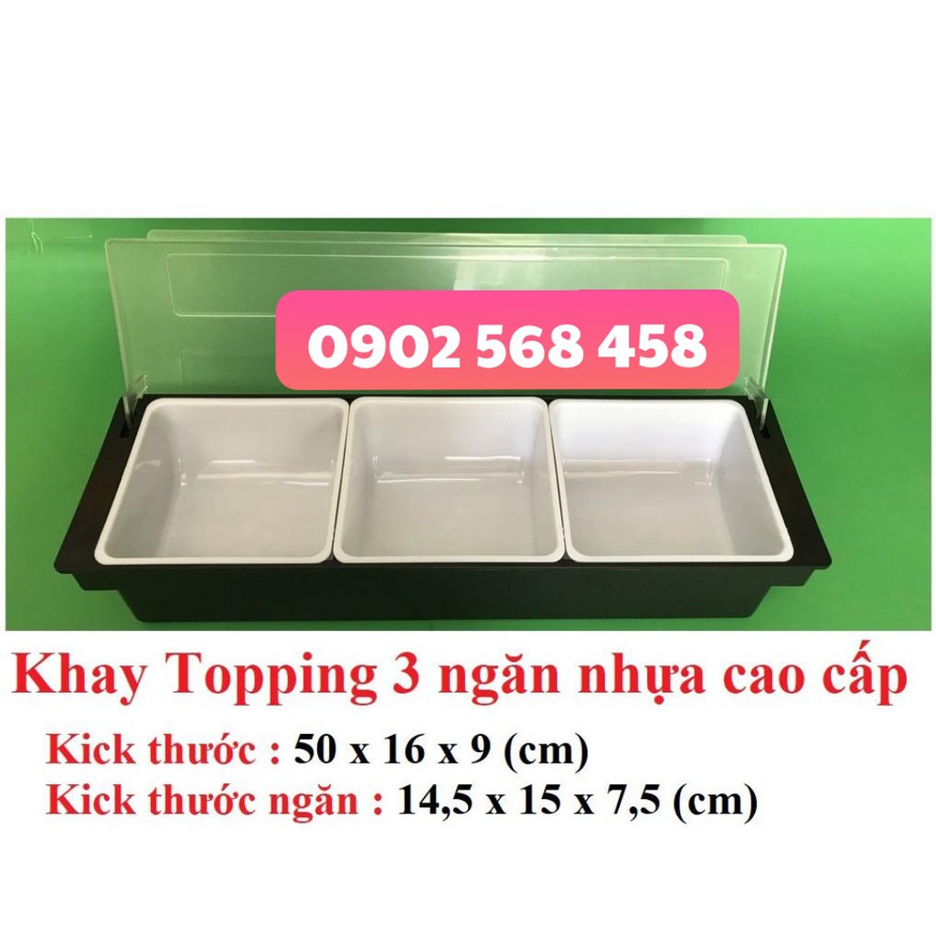 Khay topping 3 ngăn nhựa chuyên đựng thạch