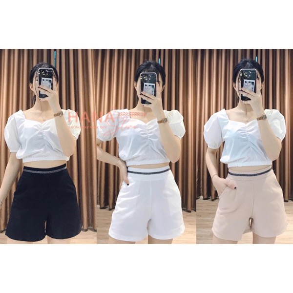 Quần short ngắn ôm trơn ống rộng cạp kim sa cá tính có túi - Màu Đen Trắng Kem - Vải mềm mặc đi biển ở nhà ngủ thể thao