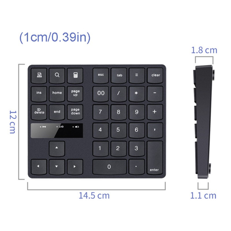 LIDU1  2.4G USB Wireless Numeric Keypad 35 Keys Charging Digital Keyboard Mini Numpad