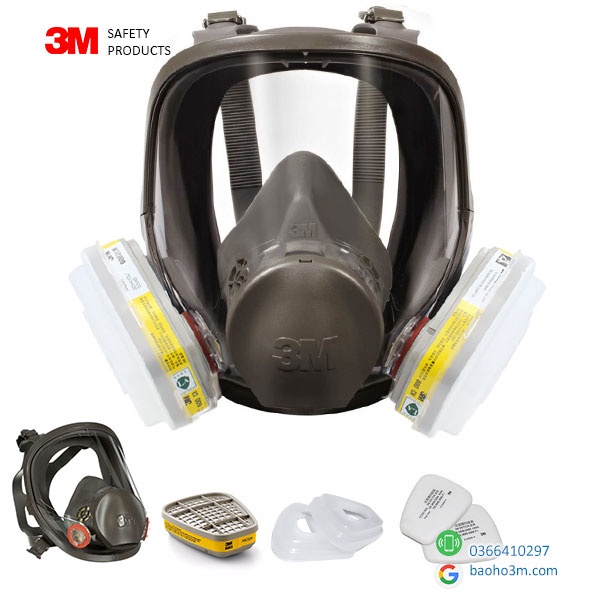 3M 6800-Mặt nạ phòng độc 3M 7 món lọc hơi axit, xăng dầu, benzen dùng phòng cháy, phun sơn, phun thuốc trừ sâu, xi mạ KL