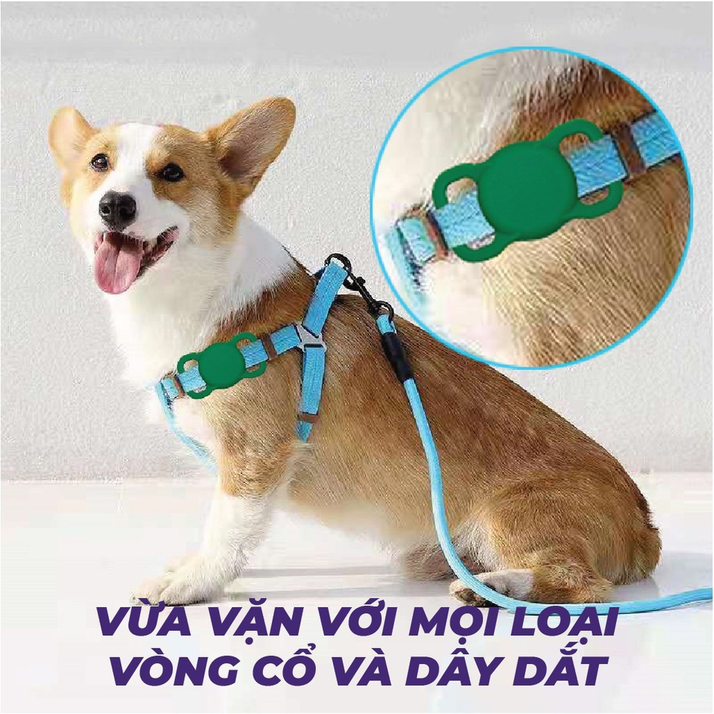 Airtag nắp bảo vệ vòng cổ silicon cho thú cưng / định vị vị trí của chó mèo / tìm thú cưng bị thất lạc