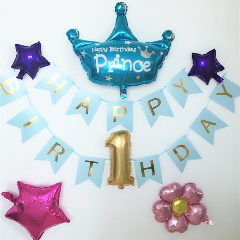 Dây cờ treo trang trí tiệc sinh nhật chữ Happy Birthday tùy chọn màu sắc