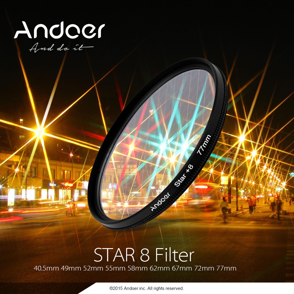 Bộ Lọc Ống Kính Máy Ảnh Andoer 77mm Uv + Cpl + Close-Up + 4 + Star 8-point