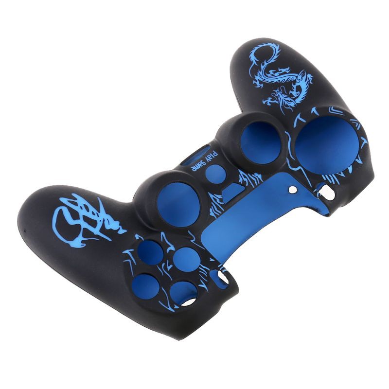 Bộ Vỏ Bọc Tay Cầm Chơi Game Ps4 + 2 Nút Bấm Bằng Silicone Hình Rồng Trung Hoa