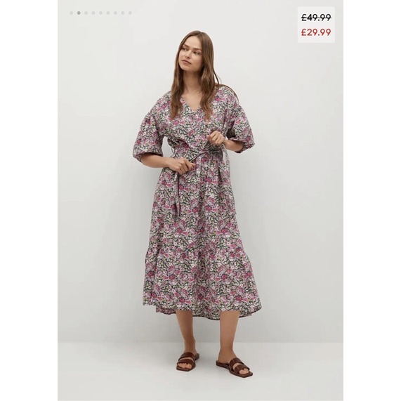 Váy hoa Mango auth midi