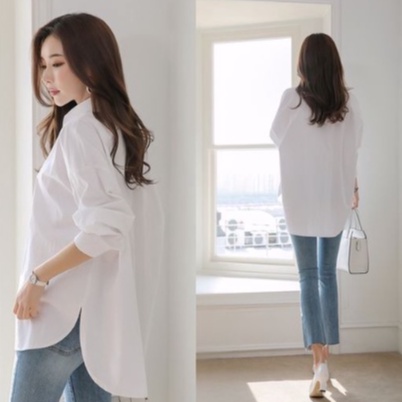 Áo Sơ Mi Trắng Nữ Madela Đuôi Tôm Dài Tay, Sơ Mi Nữ Bigsize Trắng Mặc Đi Học Đi Làm
